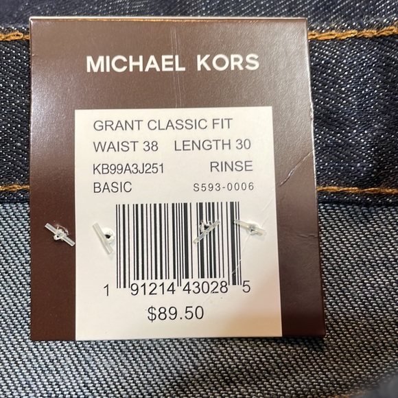 Michael Kors Men’s Jeans Size 38 x 30 Dark wash Grant Classic Fit Stretch NWT - Picture 3 of 10
